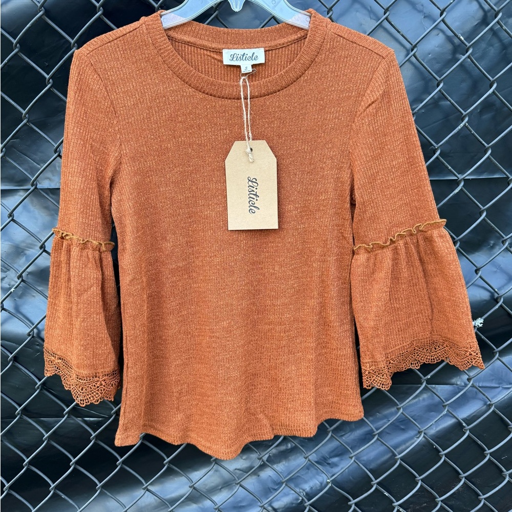Women's Rust Top with Bell Sleeves
